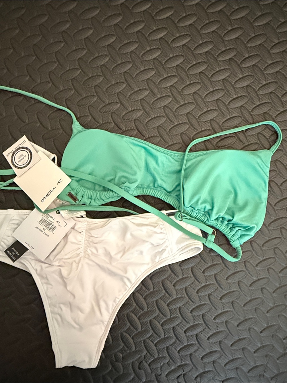 O'Neill Mint Green & White Two-Piece Tie Bikini Set - Picture 6 of 6